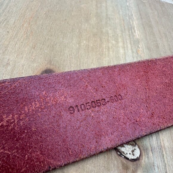 Lauren Ralph Lauren Embossed Red  Orange brownish Leather Belt W/ Silver Buckle - Picture 6 of 12